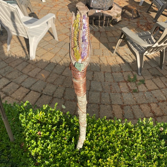 Green Opal Amethysts and Jade Walking Staff - Picture 2 of 4